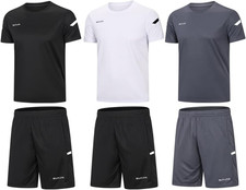 Men's 3-Pack Athletic Shorts Shirt Set for Gym Sports