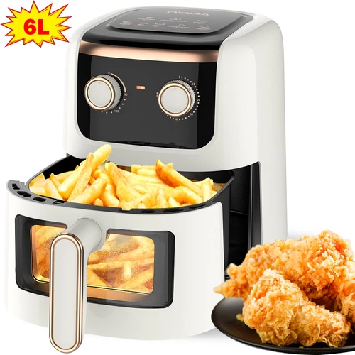 OYAJIA XL Duo Heißluftfritteuse 1800W 6L ölfreies Frittieren Leicht zu reinigen