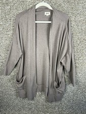 Pact Airplane Wrap Open Front Raw Edge Shawl Collar Cardigan in Size M/L Brown