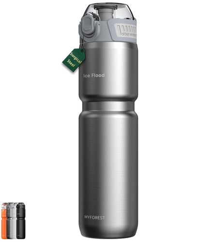 24oz/700ml Insulated Cycling Water Bottle, Surgical Steel, Deep Dent/Stronger...