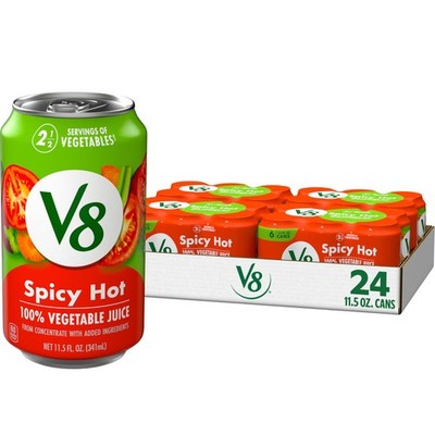 V8 Spicy Hot 100% Vegetable Juice, 11.5 fl oz Can Fl Oz (4 packs of 6) 