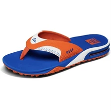 REEF Fanning PREGAME Men’s Size 10 Flip Flops with Bottle Opener Blue/Orange NEW