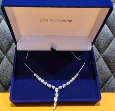 Image of Jon Richard Necklace Rhodium Plated Cubic Zirconia Gift Boxed