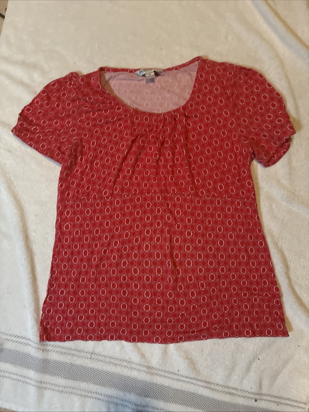 Pendleton Red Patterned Blouse Petite Medium - image 1