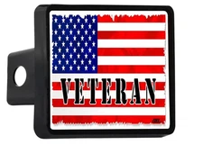 Rogue River Tactical USA American Flag Military Veteran Trailer Hitch Cover P...