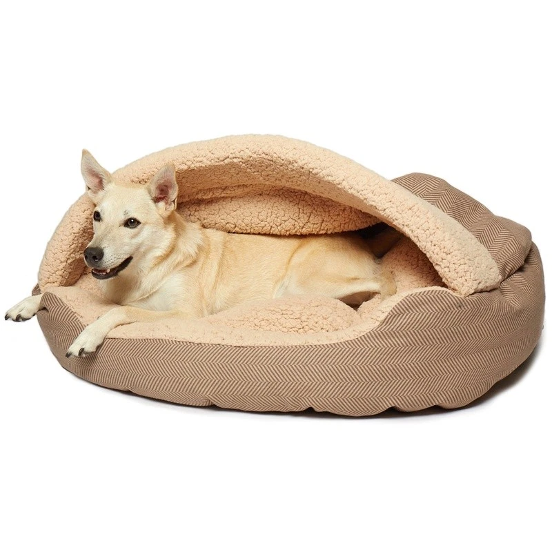 Large Dog Cave Bed Reversible Cushion Sherpa Cozy Indoor Pet Nest Eco-Friendly - Image 2 of 4