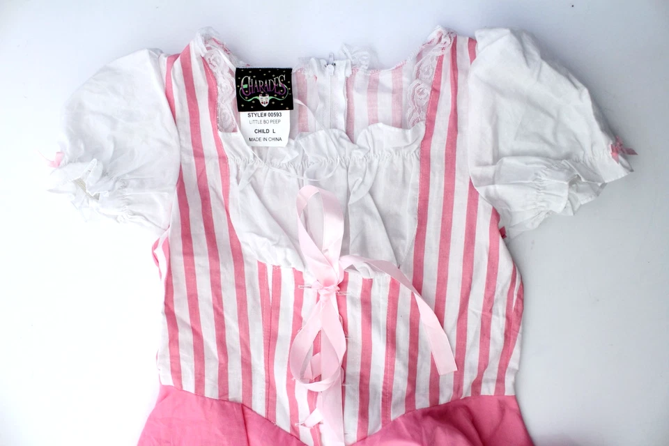 VESTIDO CHARADES Niño LITTLE BO PEEP Rosa/Blanco Rayas Disfraz - GRANDE Foto 3 de 4