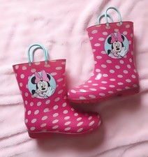 Minnie Mouse Pink With Polka Dots Toddler Rain Boots Size 11/12 Light Up Heels