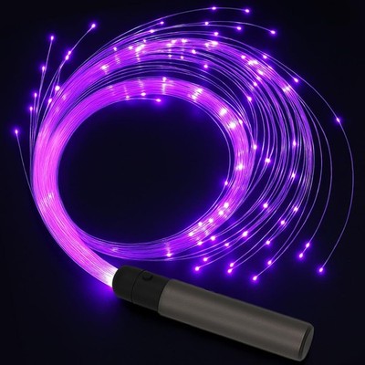 6ft Rechargeable Fiber Optic LED Whip Light Rave Dance Toy 7 Color