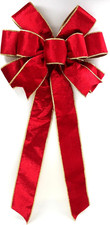 Red Velvet Christmas Bows with Gift Box, Gold Wired Red Bows for Wreath Floral,