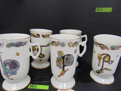 4 Royal Tara Bone China Mug Tara Hall Ireland Celtic Letters