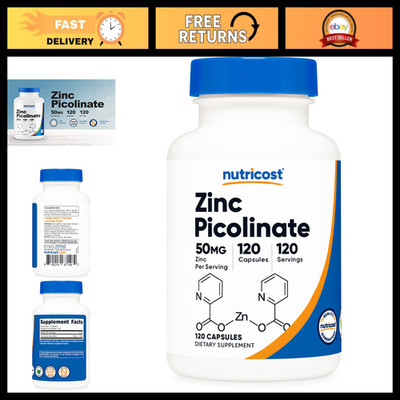 Zinc Picolinate 50mg - 120 Vegetarian Capsules, Gluten-Free, Immune Support Supp