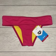 NWT Arena Swim Desire Swim Training Bikini Hot Pink Yellow Low Rise Sz 28 XS