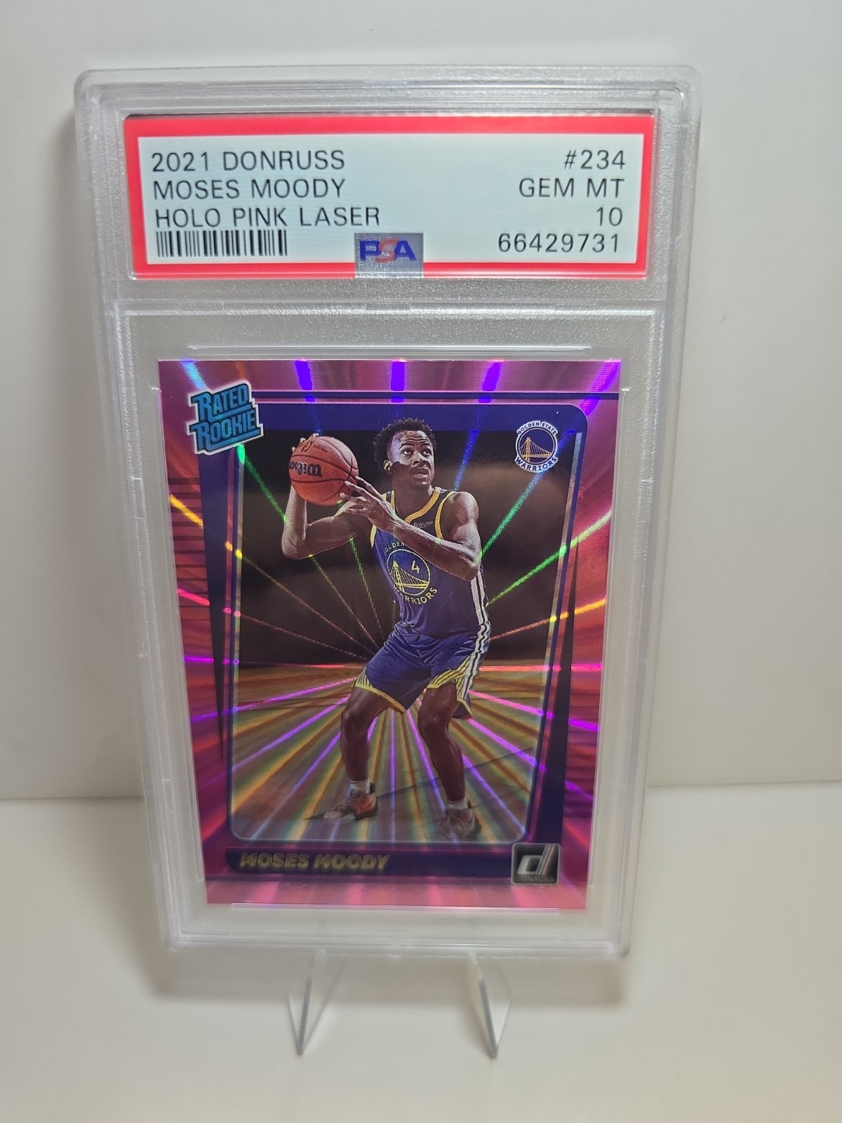 2021 Panini Donruss Rookie Holo Pink Laser #234 Moses Moody PSA 10 