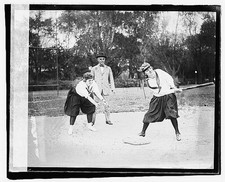 Photo:Mary bat at catching; Lucile Cook Boyd