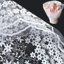 20 Sheets Flower Wrapping Paper - Lace Cellophane Plastic Packaging - Waterproof