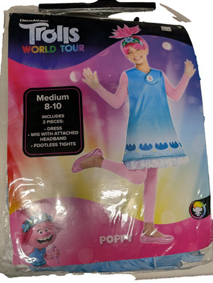 Trolls 2 World Tour Poppy Child Costume with wig NEW Size M 8-10 Halloween