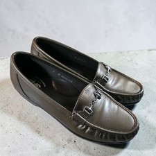 Womens SAS Metro Bronze Leather Comfort Foot Bed Loafers Size 7 Made In USA New