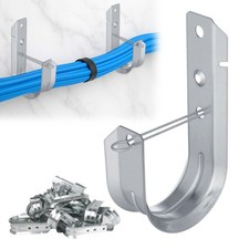 2" Galvanized Steel J-Hooks, Heavy Duty Wall Mount Cable J Hook with Retainer...
