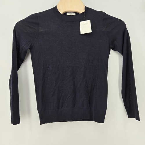 Sandro Jumper Sweater Men's XS Marine Blue Wool Knit Crew Neck Pullover Luxury