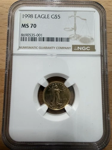 ⭐️1998 $5  1/10 oz American Gold Eagle NGC MS70 ⭐️