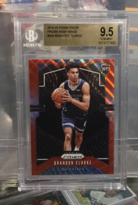Brandon Clarke Rookie 2019-20 Panini Prizm Prizms Ruby Wave #266 Rookie BGS 9.5