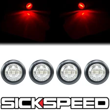 4 PC CLEAR LENS RED LED ROUND SIDE MARKER TURN SIGNAL LIGHT INDICATOR TRUCK