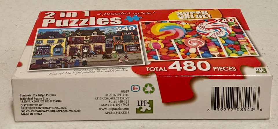 NEW CraZArt 480 Pcs 2 In 1 Jigsaw Puzzle French Day & Swirls Pops Candy by LPF - Image 2 of 3