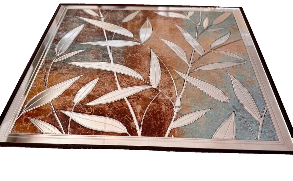 2 BAMBOO SILOUETTE MIRROR WALL ART. FRAMED IN BRONZ COLORED TIN 12" x12" - Image 4 of 4