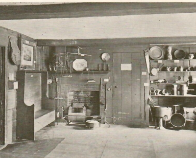 #ad Vintage Postcard The Kitchen Hancock Clarke House Lexington Mass Historical Home $2.99