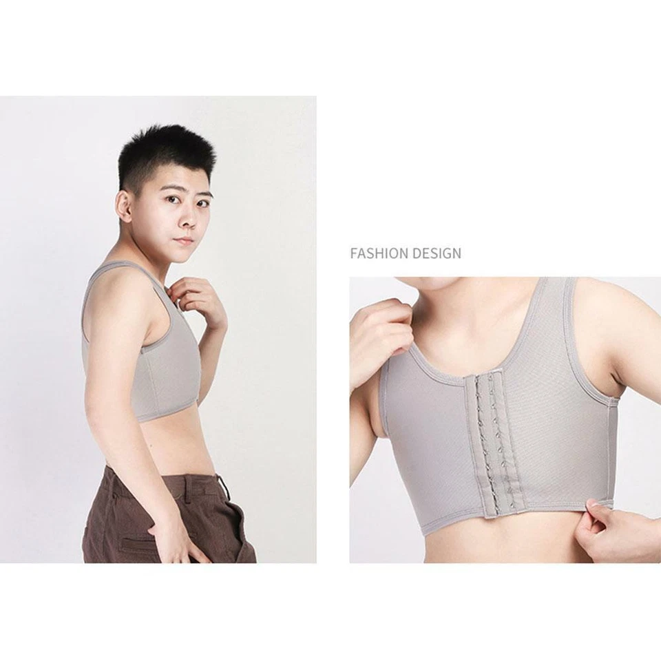 Lesbian Zip Breast Chest Binder Tomboy FTM Bandage Boob Vest Crop Top S-4XL. - Image 4 of 4