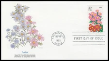 #2993 ASTER  Flowers Fleetwood Cachet  FDC Unaddressed Unsealed  FL513