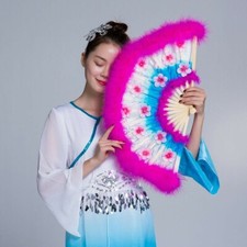 Un Paio Di Ventagli In Seta Sintetica Con Fiori Di Piume Da Sposa Per Ballo