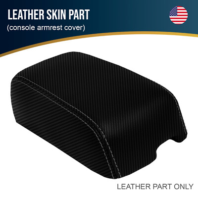 Fits 97-02 Mitsubishi Mirage Carbon Console Lid Armrest Cover Gray Stitch