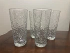 Lot of 5 Vintage MCM Anchor Hocking Lido Milano Crinkle  Glasses Clear 6.5 Inch