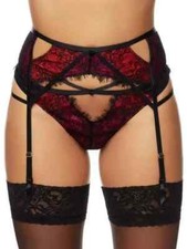 ann summers Gabriela Pink Black Suspender Belt Small 8 10