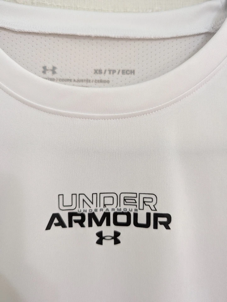 Under Armour Mujer XS Camiseta Ajustada Ropa Activa Blanco Fútbol Tiro Foto 2 de 4