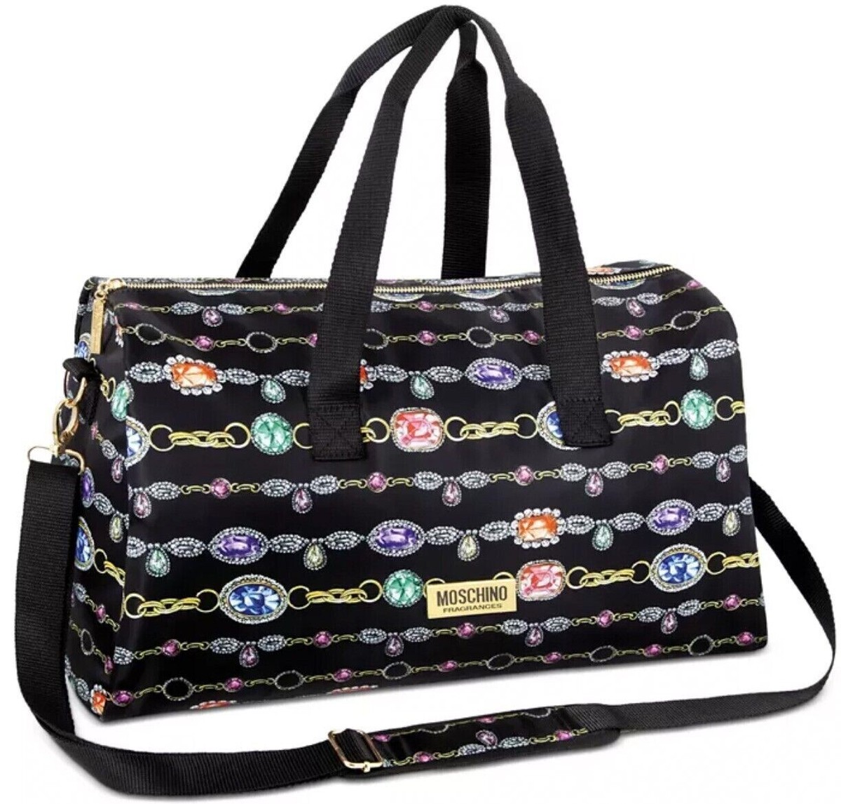 Moschino Bejeweled Crystals Weekender Overnight Duffle Carry