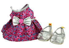 BUILD A BEAR Pink Silver Polka Dot Glitter Bow Candy Dress Shoes Heels Outfit