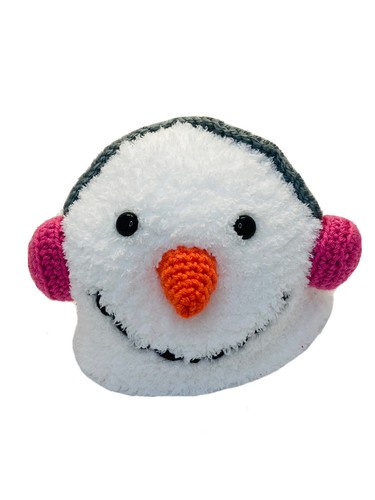 Knitted Handmade Chenille Winter Cap/Hat Childs Snowman Large 3D Soft Warm - Picture 3 of 4