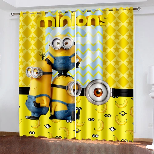 3D Minions Cortinas Niños Oscurecimiento Cortina Cortinas Opacas con Ojales Nuevo - Imagen 7 de 19