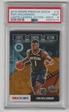 2019-20 NBA Hoops Premium Stock Zion Williamson Lights Camera Action Holo PSA 9