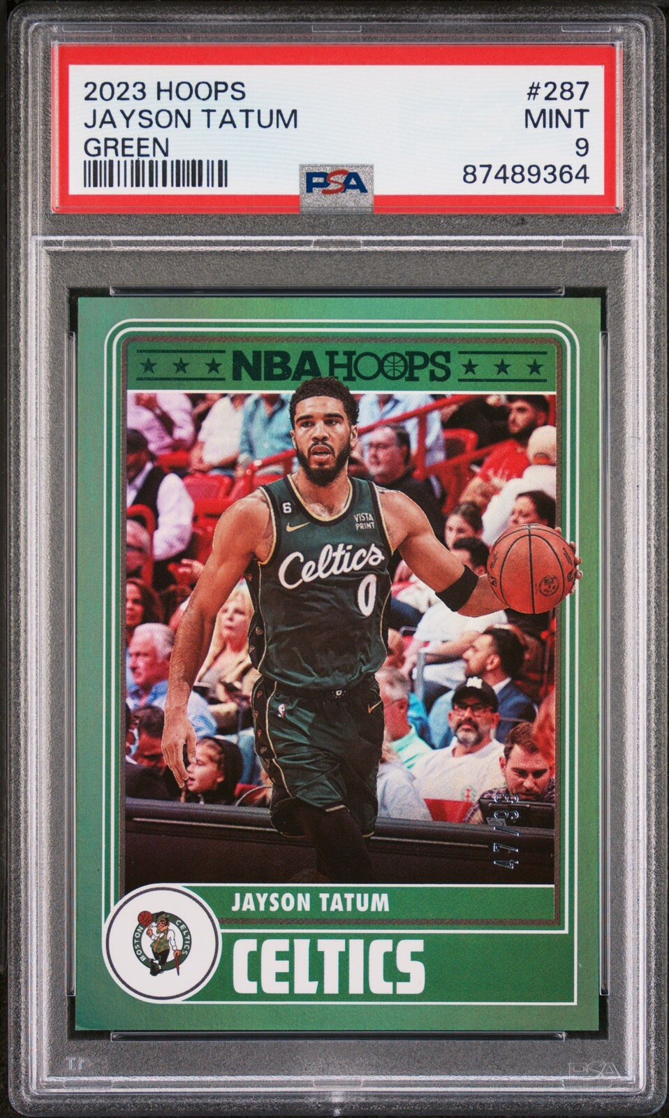 2023-24 Panini NBA Hoops /99  Jayson Tatum #287 Green PSA 9 Mint Boston Celtics