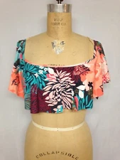 Vince Camuto Women's Off-The-Shoulder Printed Bikini Top V33554 Multi NWT Large