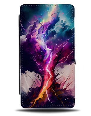 Strike of Lightning From Sky Flip Geldbörse Etui Thunder God Bunt Storm Q783E