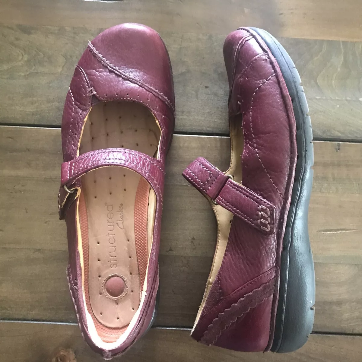 Clarks sales burgundy leather