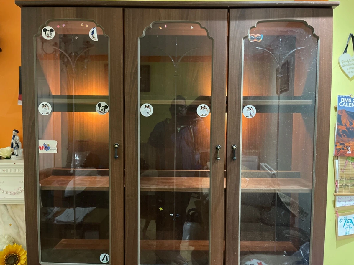 Mahogany display cabinet with Light and Side Table