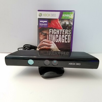 XBOX 360 Black Clean Tested Kinect w Game Kinect Fighters Uncaged