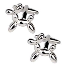 BALLOON DOG CUFFLINKS Fun Novelty 3D Circus Animal Wedding Groom NEW w GIFT BAG