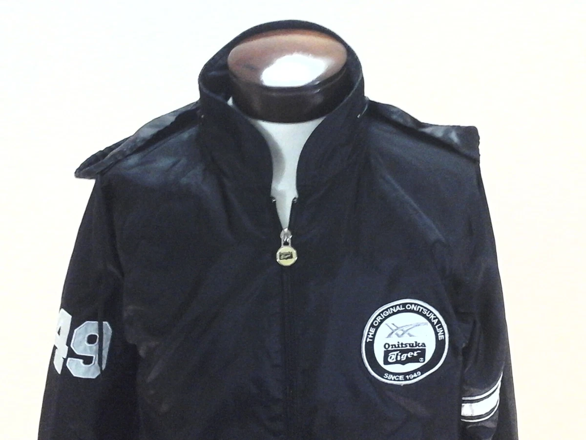 Veste coupe vent ONITSUKA TIGRE noir blanc capuche cach e ASICS fermeture clair